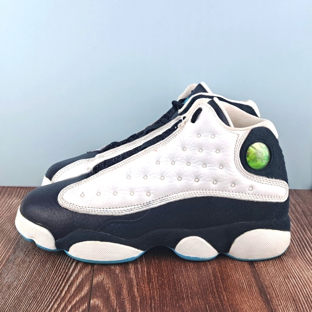 Jordan 13 Retro GS 'Obsidian' sz 6Y White/Obsidian/Dark Powder Blue